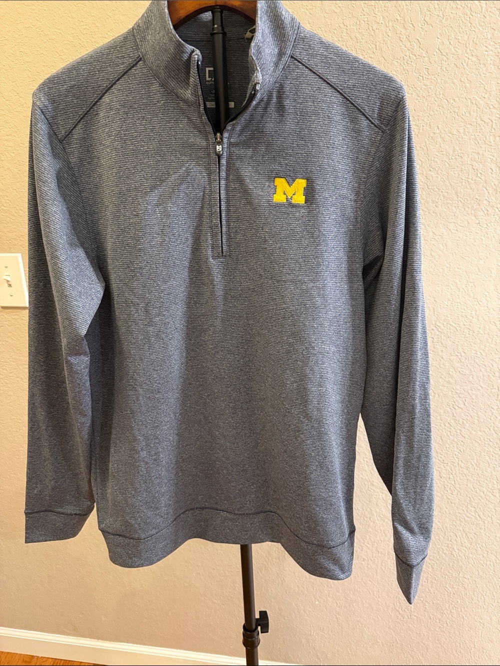 Cutter & Buck Gray Quarter-Zip Pullover with Yellow 'M' Logo Michigan Go Blue